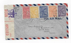 BAHRAIN ISLAND WWII CENSORED IN SOUTH AFRICA TO USA (S281) - Picture 1 of 2