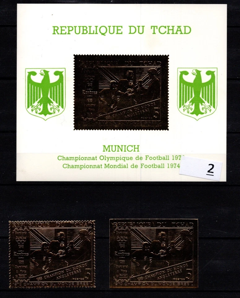 = CHAD - MNH - PERF + IMPERF - OLIMPIADAS - FÚTBOL - SOBREIMPRESIÓN - ALEMANIA 1974 Foto 1 de 1