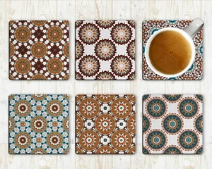 Juego de seis posavasadas étnicas turcas mexicanas neopreno - Imagen 1 de 5