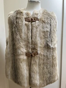 VTG Faux Fur Vest Brown 1970s Women Men Country Pacer  Snaps Faux Suede LRG - Picture 1 of 17