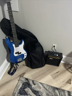Electric Bass Guitar - Blue - Image 1 of 4
