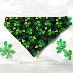 St Patricks Day Dog Bandana Over the Collar Bandanna Bandanas Shamrocks Slide - Picture 1 of 4