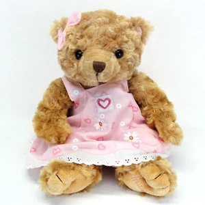 Rare Harrods Florence Bear Pink Bow Floral Heart Dress Swirl Tan 13 Inch HTF - Imagen 1 de 9