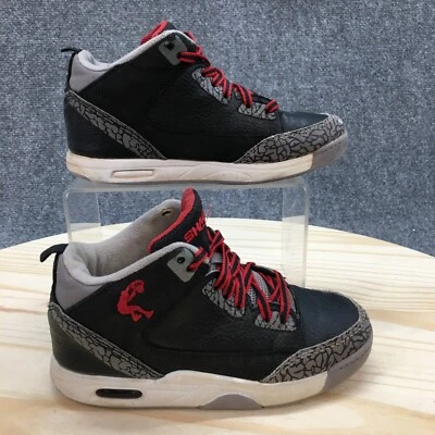 Shaq 鞋 Youth 13 高帮篮球运动鞋黑色灰色皮革系带 — 第 1/4 张图片