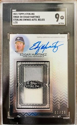 2021 Topps Sterling Edgar Martinez Sterling Swings Auto Relic 1/25 SGC 9 - Image 1 of 2