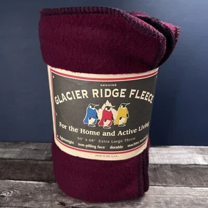 Vintage Geniune Glacier Ridge Fleece Throw Blanket 50" x 68" Burgundy NEW - Picture 1 of 9