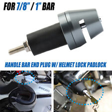 Motorcycle Universal 22/28mm Handle Bar End Plug Grips Helmet Lock Padlock Set