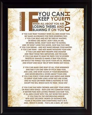 WESELLPHOTOS “If” Poem, Rudyard Kipling - Framed Poster Picture Print Motivational Wall Art