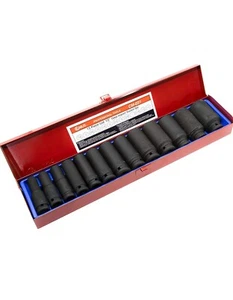 Genius Tools CD-413S 13pc 1/2" Dr SAE Deep Cr-Mo Impact Socket Set - Picture 1 of 1