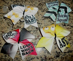 LOT 4 HAIR PIECE RIBBON BOW TIE FANCY * BOUTIQUE GIRLS CHEERLEADER CHEERLEADING - Picture 1 of 10
