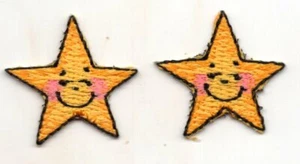 SET OF 2 SMILING STARS(1") Iron On Embroidered Patch - Picture 1 of 1
