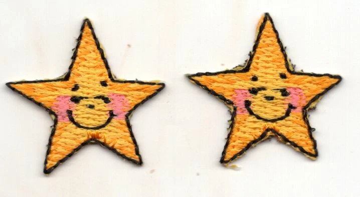 SET OF 2 SMILING STARS(1")  Iron On Embroidered Patch - Image 1 of 1