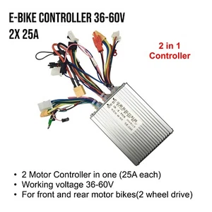 Dual Motor Drive Controller 36-60V 25A 2 in 1 For Ebike Scooter - Picture 1 of 4