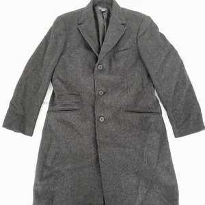 H&M Coat 44 XL Grey Mens Overcoat Lined Wool Blend Pea Trench Mid Length Smart - Picture 1 of 11