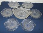 GOOD QUALITY HEAVY VINTAGE 7 PIECE GLASS DESERT SET IN GOOD CONDITION