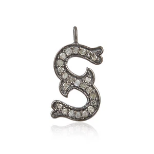 Initiale "S" Charm Anhänger 0,23ct Pave Diamant 0,925 Sterling Silber Damen Schmuck - Bild 1 von 1