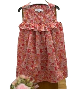 Jacadi robe sans manche rose Liberty un volant bébé 12 mois - Picture 1 of 2