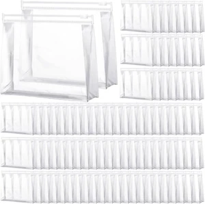 100 Pcs Mini Clear Makeup Bag PVC Small Travel Toiletry Organizer Pouches Bulk W - Picture 1 of 7