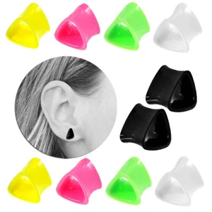1 Flesh Tunnel Plug Piercing Plastic Acrylic Triangle Square Black 8 10 12mm - Picture 1 of 6