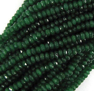 Faceted 5x8mm Natural Green Jade Emerald Gemstone Rondelle Loose Beads 15''