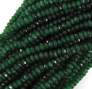 Faceted 5x8mm Natural Green Jade Emerald Gemstone Rondelle Loose Beads 15'' - Picture 1 of 6