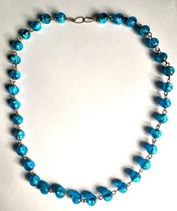 Antiguo collar eduardiano de cuentas de vidrio de lámina azul - Imagen 1 de 4