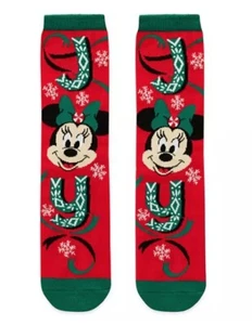 Parques Disney Mujeres Rojo Verde Crew Poliéster Vacaciones Minnie Mouse Joy Calcetines 5-10 - Imagen 1 de 1