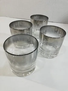 Ombre Silver Fade Rocks Glasses (set of 4) MCM VGC - Picture 1 of 7