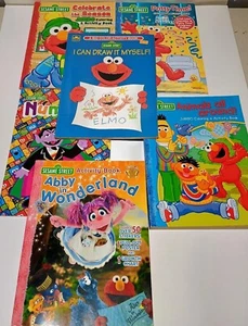 Set of of 6 Sesame Street Coloring & Activity Books 1994-2017 Count Elmo Abby - Picture 1 of 21