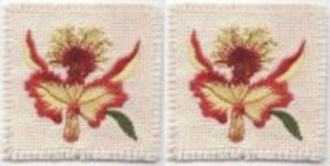2.5" Yellow Red Orchid Flower embroidery patch - Picture 1 of 1