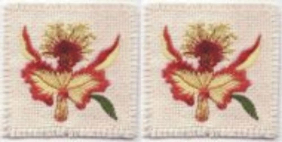2.5" Yellow Red Orchid Flower embroidery patch - Image 1 of 1