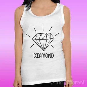 CANOTTA T-SHIRT DONNA " DIAMANTE DIAMOND FASHION "IDEA REGALO ROAD TO HAPPINESS - Picture 1 of 1