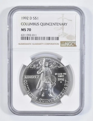 MS70 1992-D Columbus Commemorative Silver Dollar NGC *1449 - Image 1 of 4