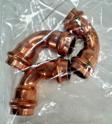 (3-Pk) VIEGA 77317 ProPress 3/4" x 3/4" (PxP) 90-Deg Elbow Copper Press Fitting - Image 1 of 4