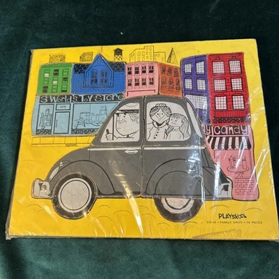 Playskool Vintage Puzzle In Tray Wood Family Drive 14 Pieces - Image 1 of 4