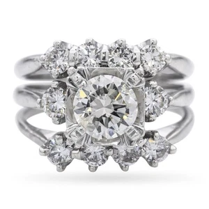 Vintage 14k White Gold 2.55tcw Diamond Cluster Statement Ring - Picture 1 of 7