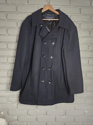 Roundtree & Yorke Men's Wool Peacoat Black Size XXL Overcoat Jacket Lined Winter - Image 1 of 4