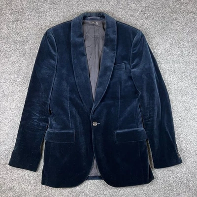 J Crew Ludlow Shawl Collar Dinner Jacket Mens 36R Blue Velvet Tuxedo Suit Jacket - Image 1 of 4