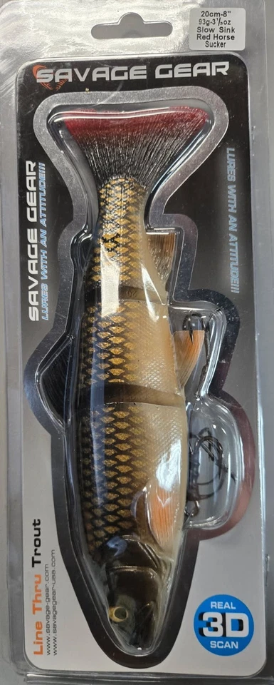 Savage Gear 3D Line Thru Trout, 8", fregadero lento, Red Horse Sucker (CARP) NUEVO RARO Foto 1 de 1