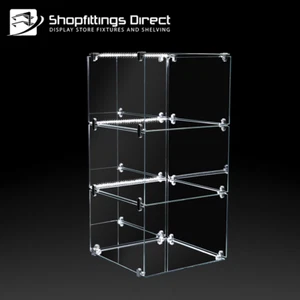Small Case Display Cabinet Glass Cube 3 Counter Top LED light mirror options 3CM - Picture 1 of 7