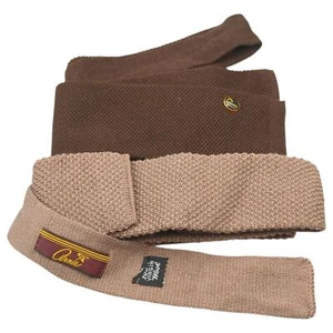 Hand Knit Ties Virgin Wool Brown Square End Narrow Skinny Arnie Vintage Preppy - Picture 1 of 14