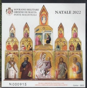 SOVEREIGN MILITARY ORDER OF MALTA Christmas 2022 MNH souvenir sheet - Picture 1 of 1