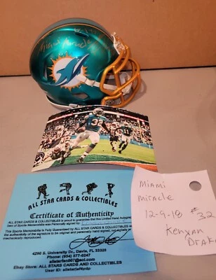 KENYAN DRAKE MIAMI DOLHPINS SIGNED AUTOGRAPHED RIDDELL MINI HELMET W/COA BLAZE - Image 1 of 4