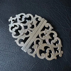 ANTIQUE VICTORIAN 1886 ENGLISH HALLMARKED STERLING SILVER NURSES BELT BUCKLE 52g - Picture 1 of 11