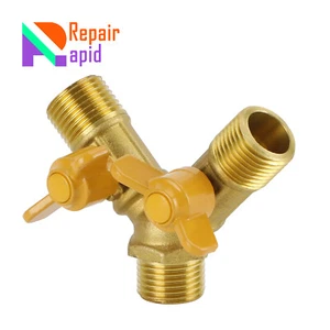 3 Way Shut off Ball Valve 1/2" Hose Barb Y Shaped Valve Brass Fitting I012-A072 - Picture 1 of 6