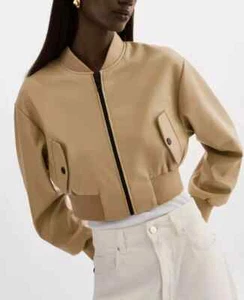 Stylische handgefertigte weiche Damen Lederjacke Bomber Cropped echtes Lammleder Biker - Bild 1 von 8