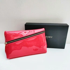 YSL Beauty Fuchsia Faux Patent Leather Makeup Cosmetics Bag / Pouch, New in Box! - Picture 1 of 11