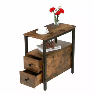 HOOBRO Narrow Side Table Slim Bedside Table with 2 Drawers 30 x 48 x 61.5 cm - Picture 1 of 11