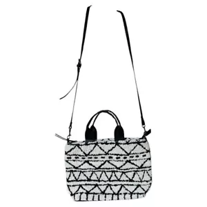 Universal Thread Paxton Jaquard Sherpa Crossbody Zip Tote Bag Purse Black Cream - Picture 1 of 12
