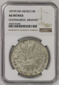 1873 Pi MH Mexico Silver 8 Reales NGC AU Chopmarked Potosi Mint - Picture 1 of 4